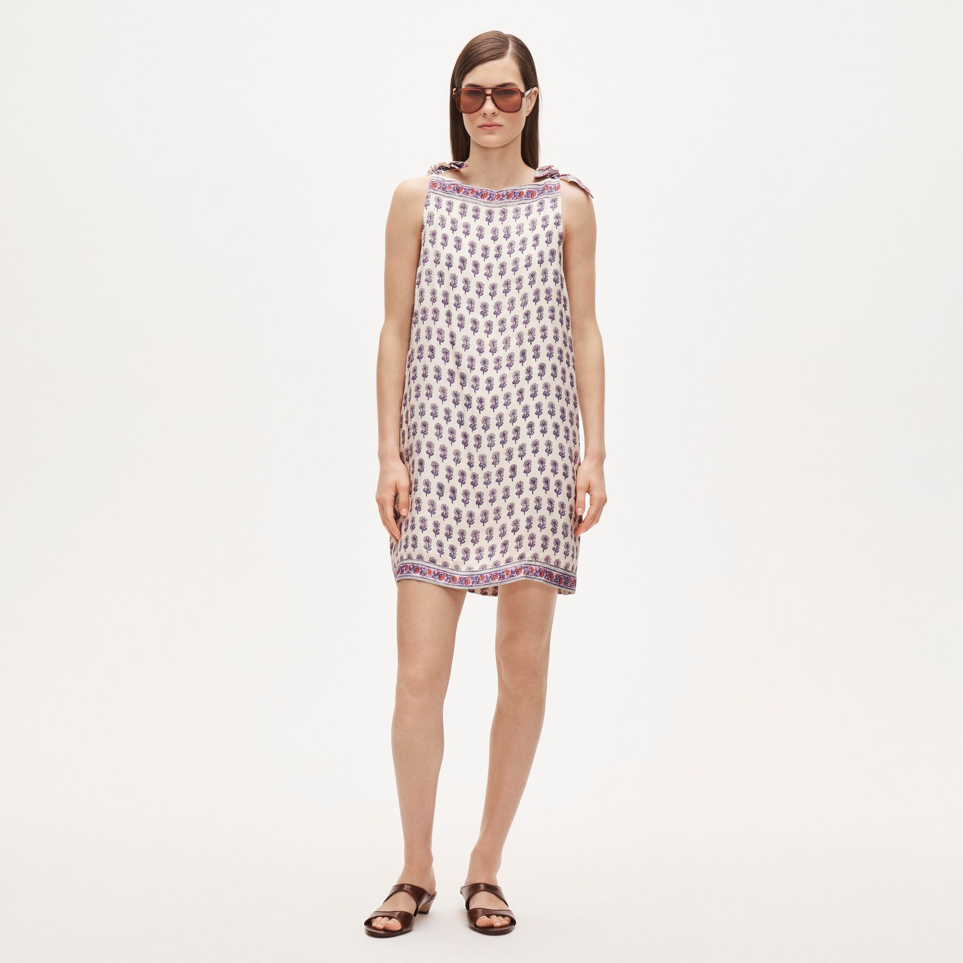 Tall Sadie Mini Dress in Lilac Block Print