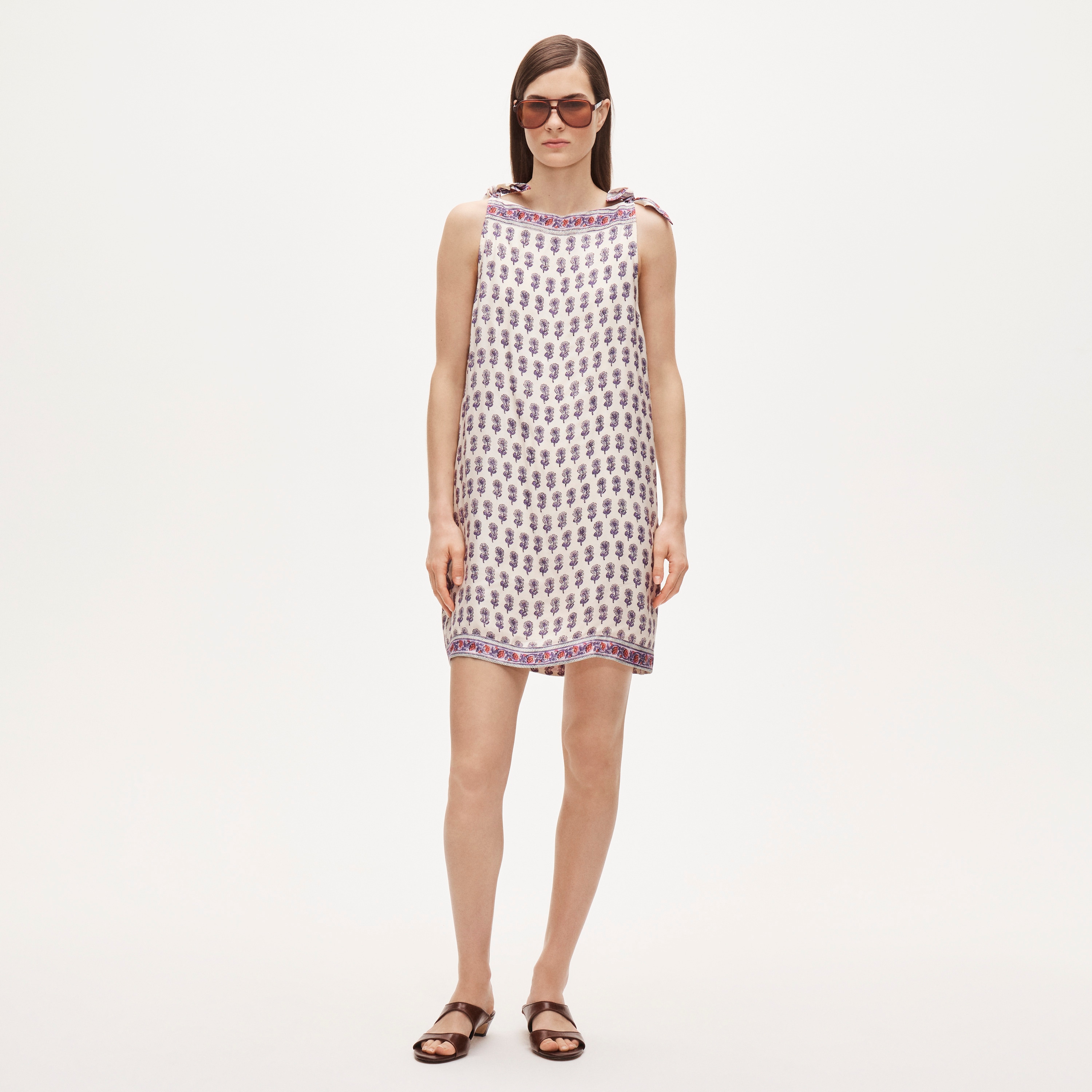 Tall Sadie Mini Dress in Lilac Block Print