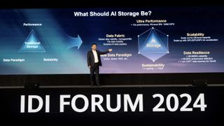 Peter Zhou, president, Data Storage Product Line at Huawei on stage at IDI Berlin 2024. 