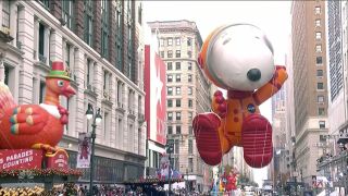 Baby Yoda, a space Snoopy, an astronaut and more Star Wars characters invaded the 2021 Macy's Thanksgiving Day Parade.