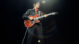 Elvis Presley during a performance at NBC Studios in Burbank, CA 