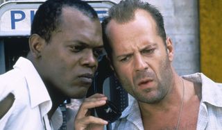 Die Hard with a Vengeance Samuel L. Jackson and Bruce Willis listen in on a phone call