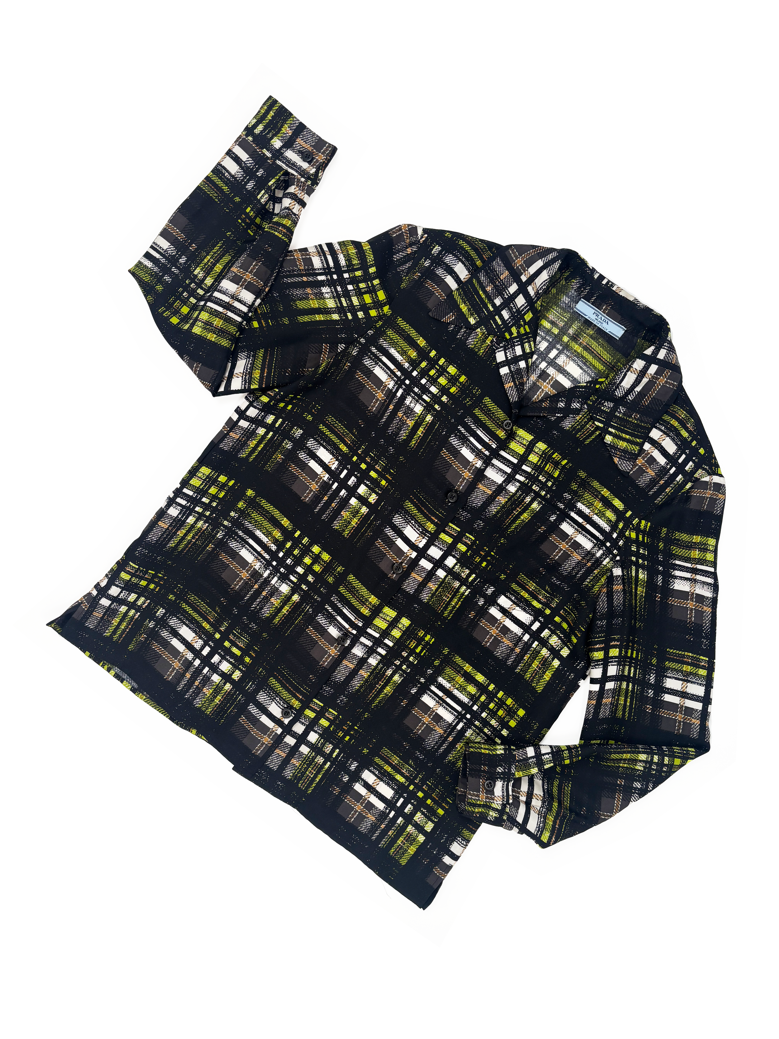 Prada 2015 Green Plaid Silk Shirt &amp;mdash; James Veloria
