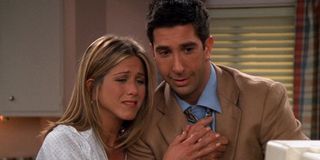 Ross And Rachel in the hospital looking nervous and excited.