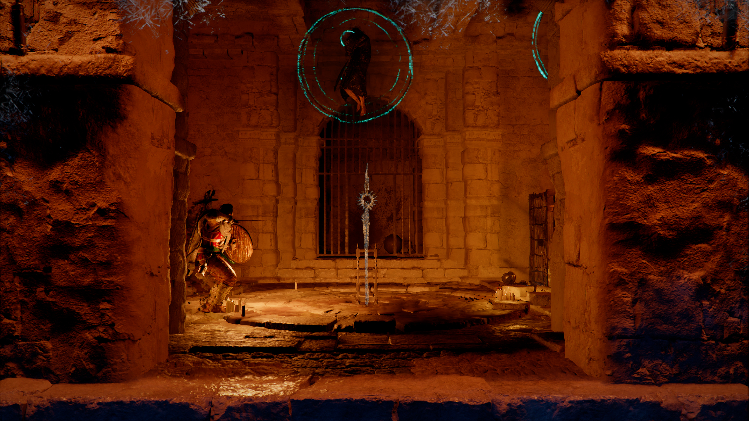  Kliff fighting two wizards in a small room in the ruin, next to the spear.