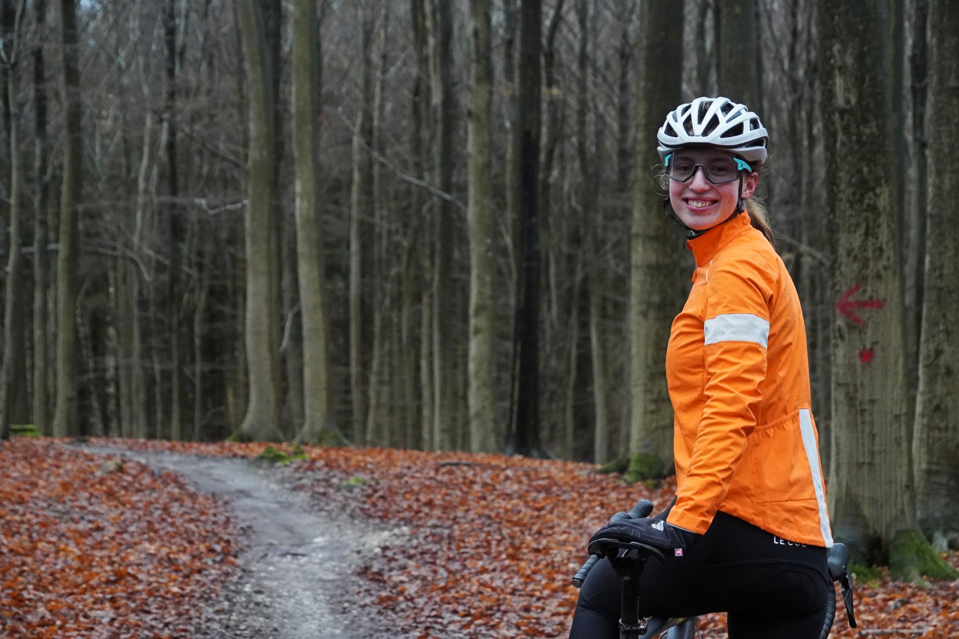 Image shows cyclist riding in Denmark