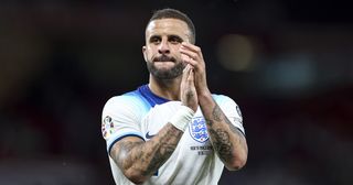 Kyle Walker of England after his sides 7-0 win during the UEFA EURO 2024 qualifying round group C match between England and North Macedonia at Old Trafford on June 19, 2023 in Manchester, England.