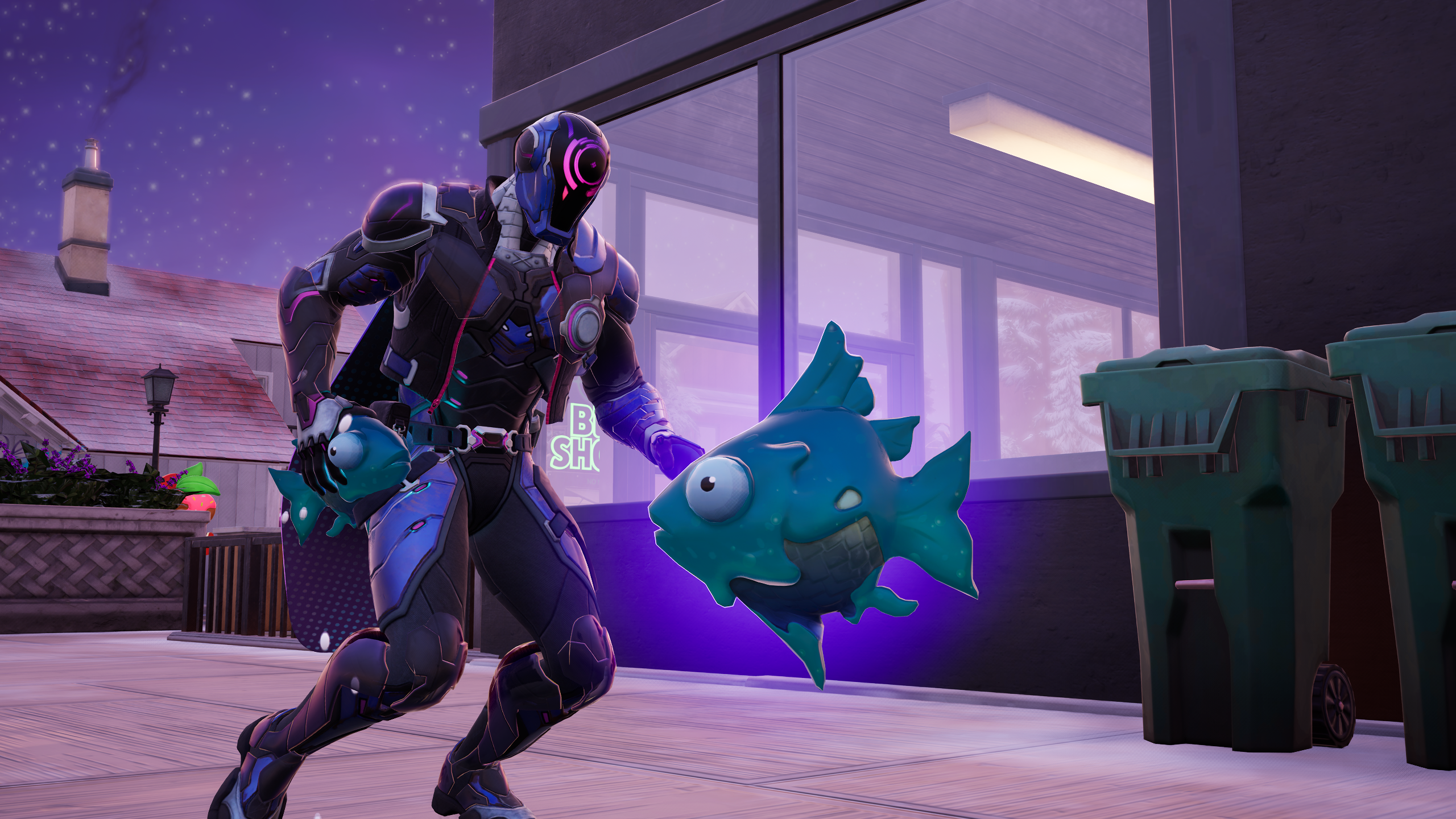 A Fortnite character wielding a fish.