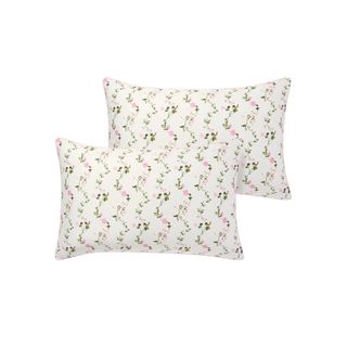 Two pillows with floral pillowcases