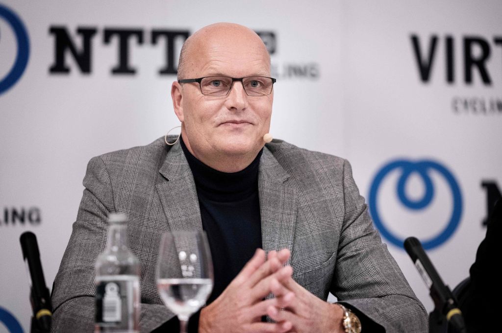 Bjarne Riis is announced as the new team manager of NTT Pro Cycling at a press conference in Copenhagen, Denmark, in January 2020