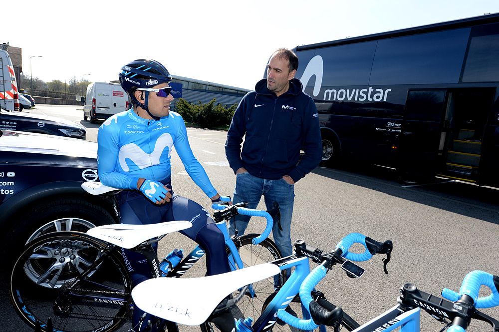 Mikel Landa ahead of cobbles training - Movistar training on the Paris-Roubaix cobbles as recon for stage 9 at the Tour de France