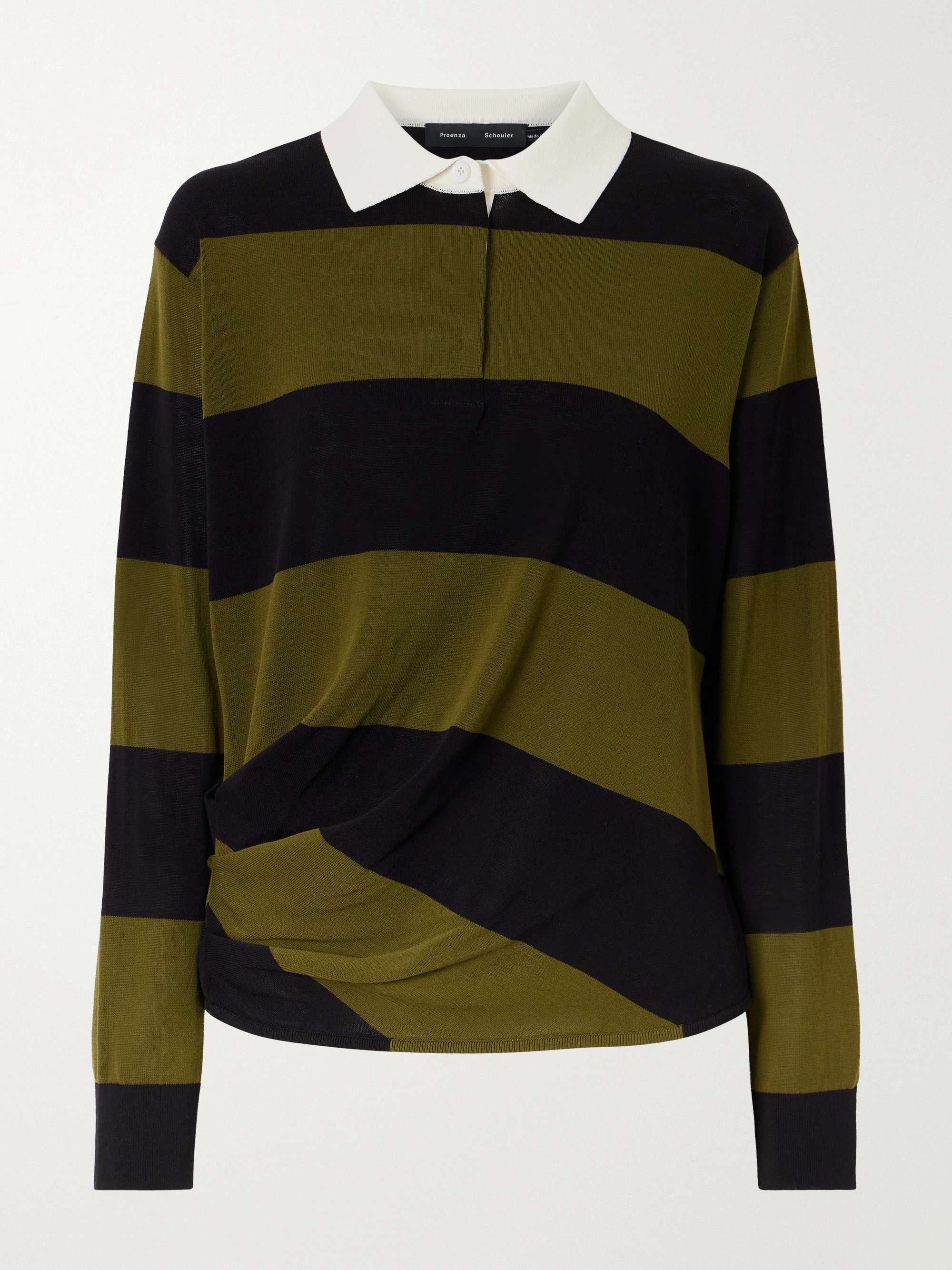 Corinna Striped Cotton-Knit Polo Shirt
