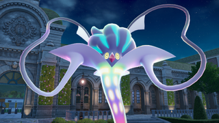 Screenshot of Mega Malamar from Pokemon Legends Z-A, showing a glowy octopus monster looking dumbstruck at the camera.