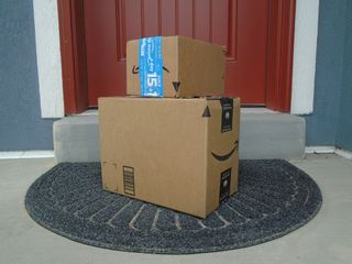 Amazon Prime boxes on doorstep