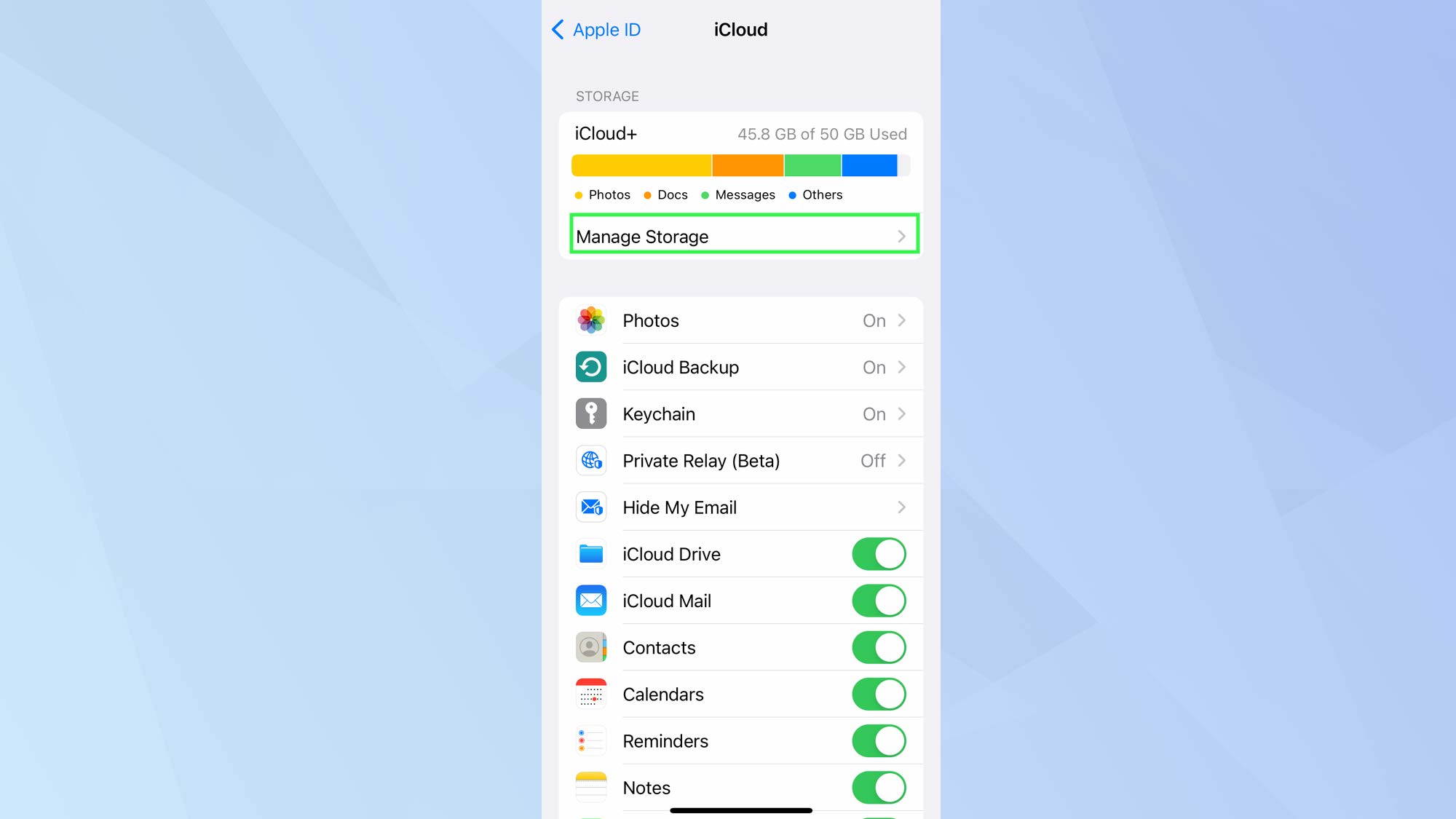 Приложение iOS iCloud с выделенным управлением хранилищем