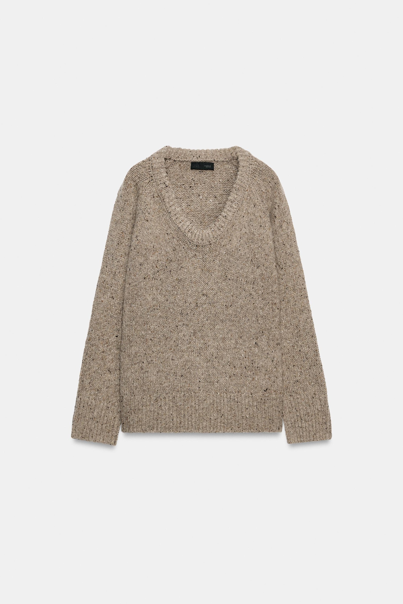 Wool Round Neck Sweater - Mink Marl - S