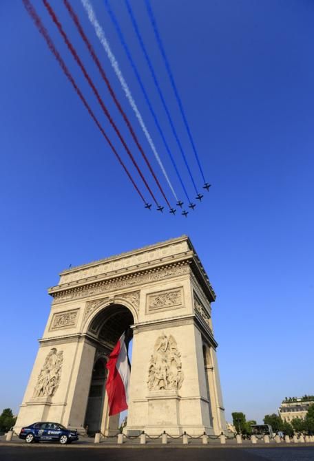 A fly-over in Paris as the city celebrates the 100th Tour de France