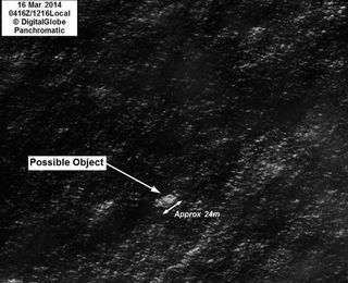 Satellite imagery shows the largest 24 metre size object that may be possible debris from the missing Malaysia Airlines Flight MH370.