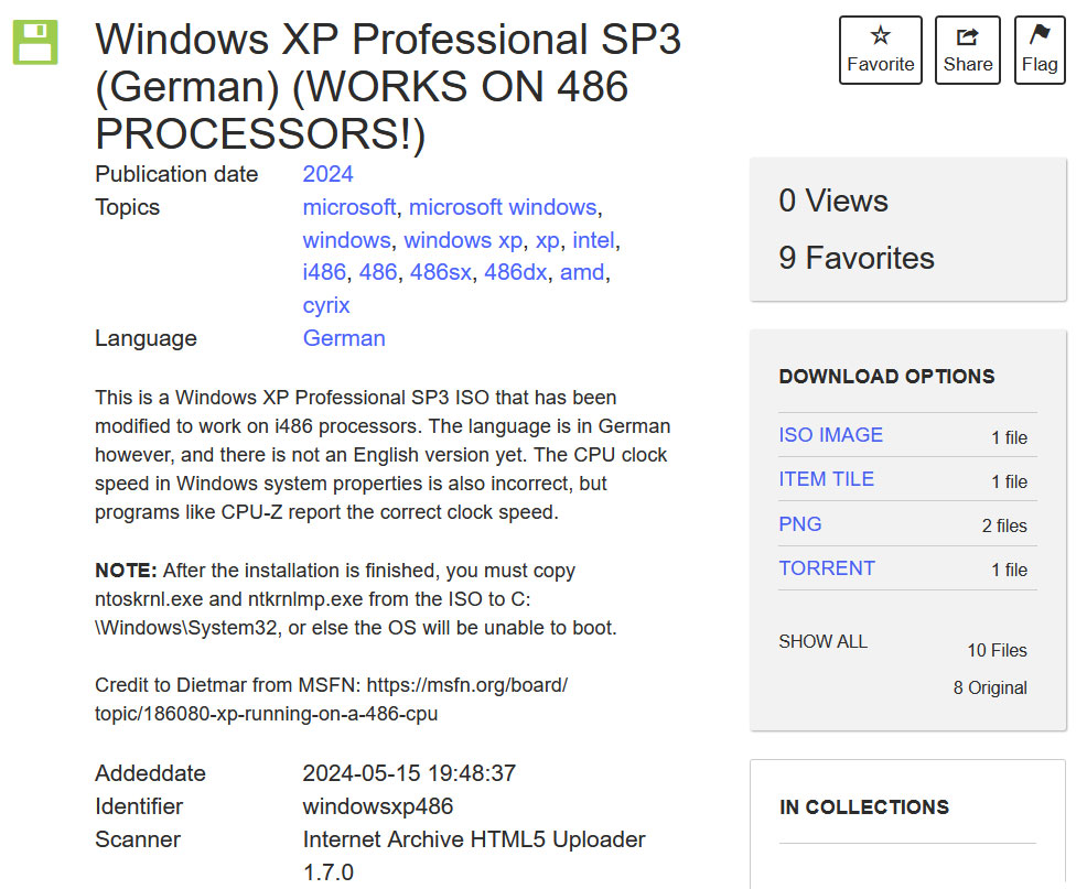 Windows XP on i486