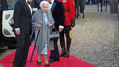 Queen arrives at Royal Windsor Horse Show with Prince Philip's stalking stick