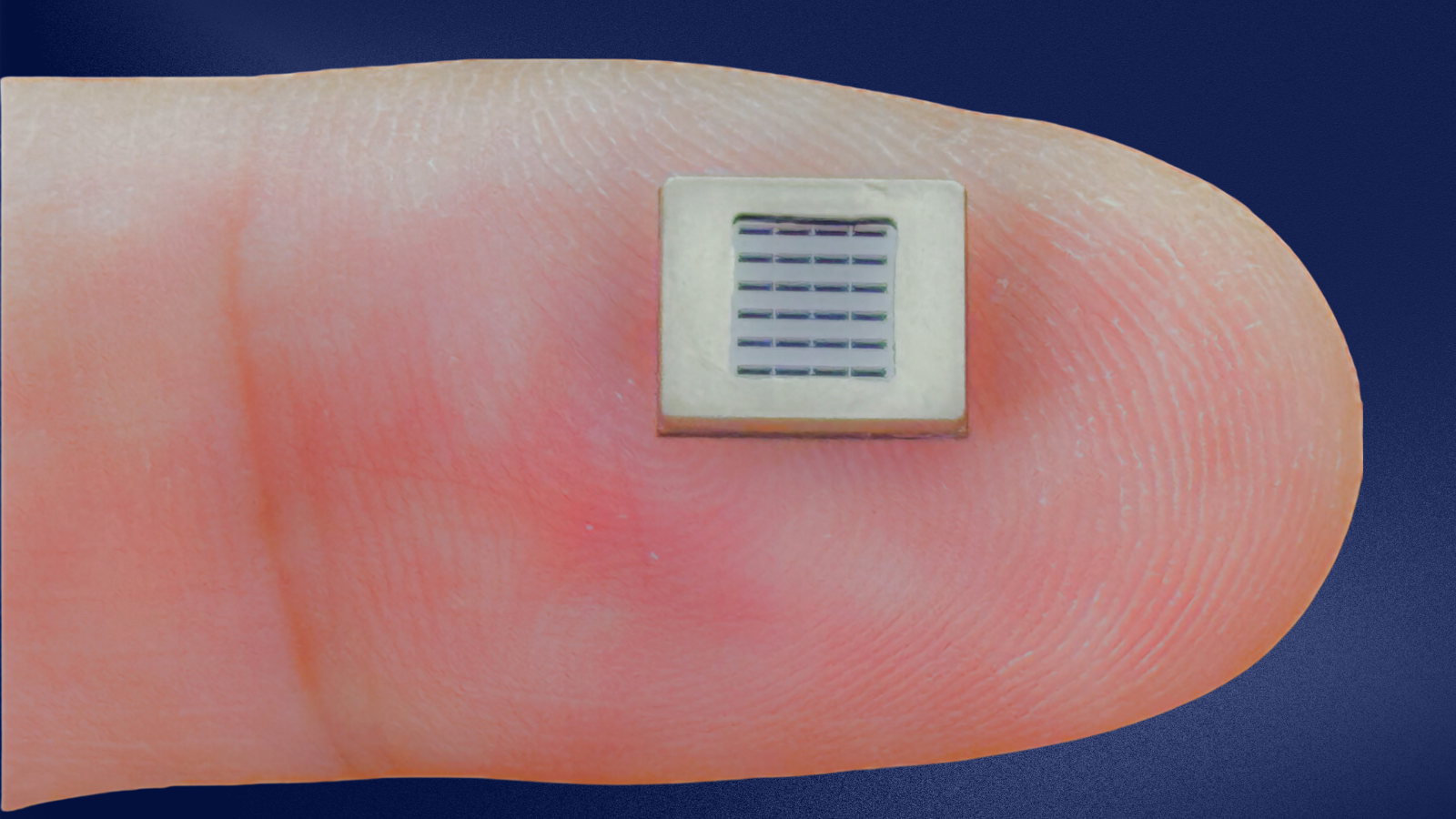 Small chip placed on the center of a fingertip.