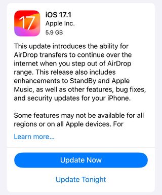 iOS 17 update.