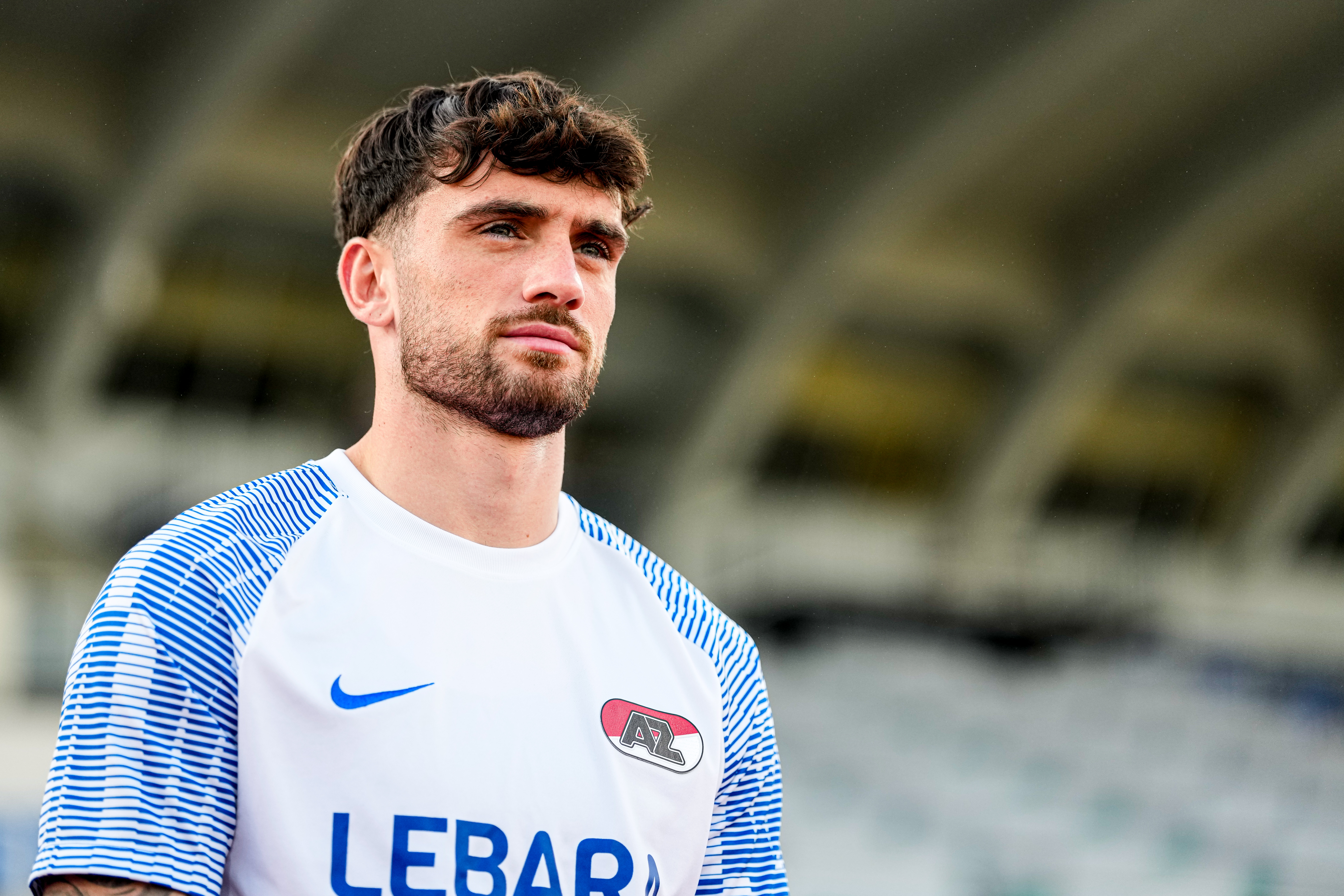SOFIA, BULGARIA - AUGUST 20: Troy Parrott of AZ Alkmaar looks on at the Press conference & training session ahead of the match between Levski Sofia and AZ Alkmaar at Georgi Asparuhov Stadium on August 20, 2025 in Sofia, Bulgaria. (Photo by Ed van de Pol/BSR Agency/Getty Images)