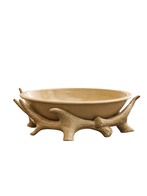 Lone Fox Woodland Deer Centerpiece Bowl
