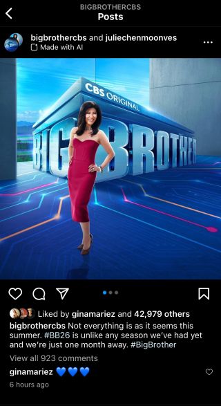 A screenshot from Big Brother's official Instagram page