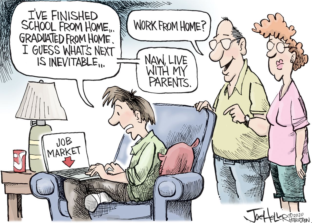 Editorial Cartoon U.S. 2020 graduates parents