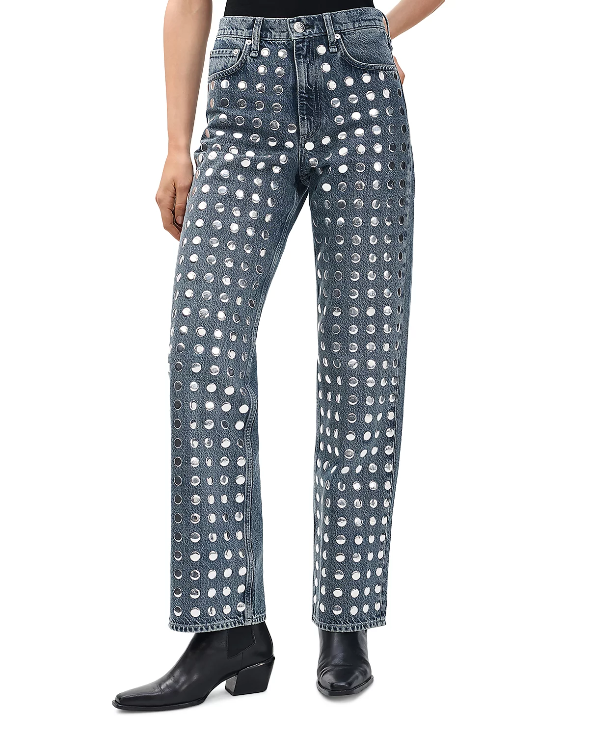 Shea High Rise Relaxed Straight Jeans in Kingston Stud