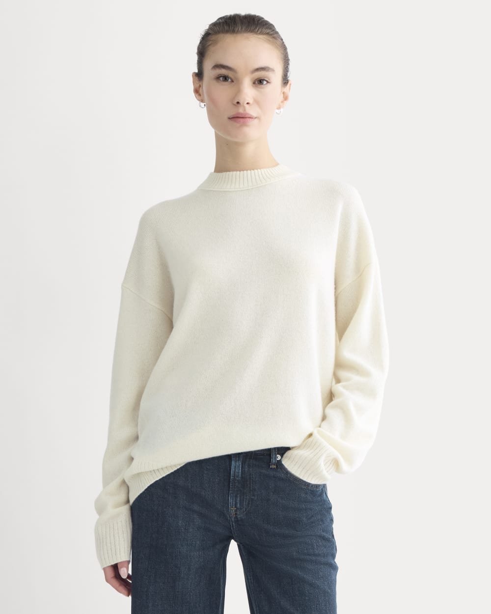 Cashmere Boyfriend Sweater | Snow - Xxs