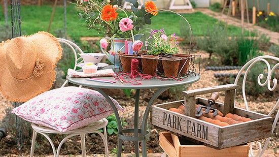 vintage garden potting table