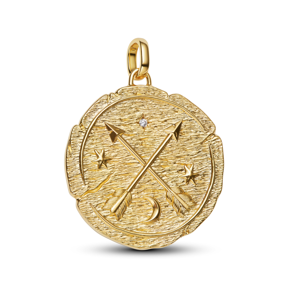 Product shots of gold charms from Pandora&#039;s Talisman collection