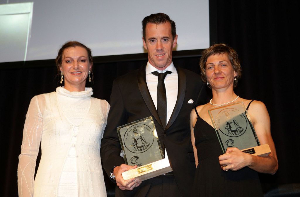 Tracey Gaudry with winners Mat Hayman and Katrin Garfoot