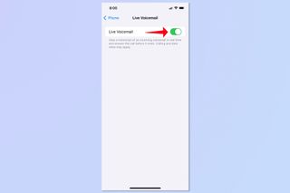 A screenshot showing how to use Live Voicemail on iOS
