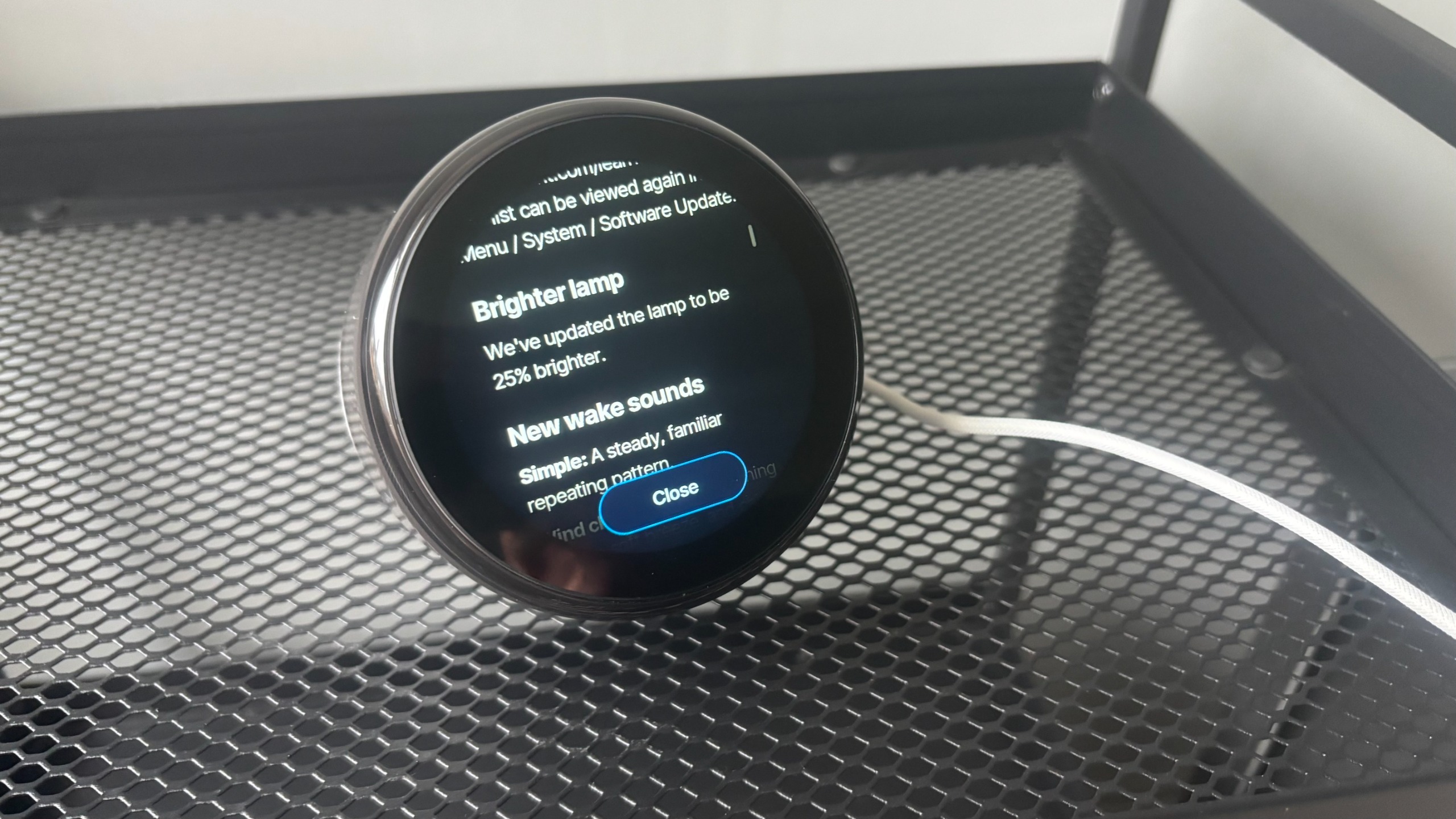 The Ambient Dreamie sunrise alarm displaying new features after a software update.
