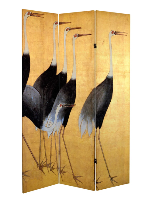 East Asian Art Canvas Folding Room Divider
