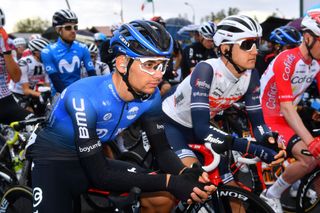 ROCCARASO ITALY OCTOBER 11 Start Matteo Sobrero of Italy and NTT Pro Cycling Team Nicola Conci of Italy and Team Trek Segafredo during the 103rd Giro dItalia 2020 Stage 9 a 207km stage from San Salvo to Roccaraso Aremogna 1658m girodiitalia Giro on October 11 2020 in Roccaraso Italy Photo by Stuart FranklinGetty Images