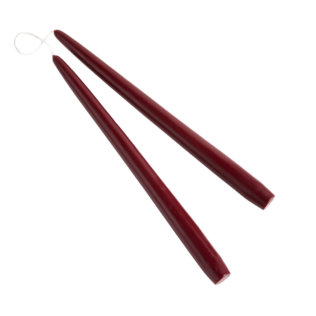 Burgundy 12&quot; Dipped Taper Candles, Set of 2