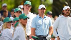 Rory McIlroy and Tommy Fleetwood with their families at the Masters par 3 contest