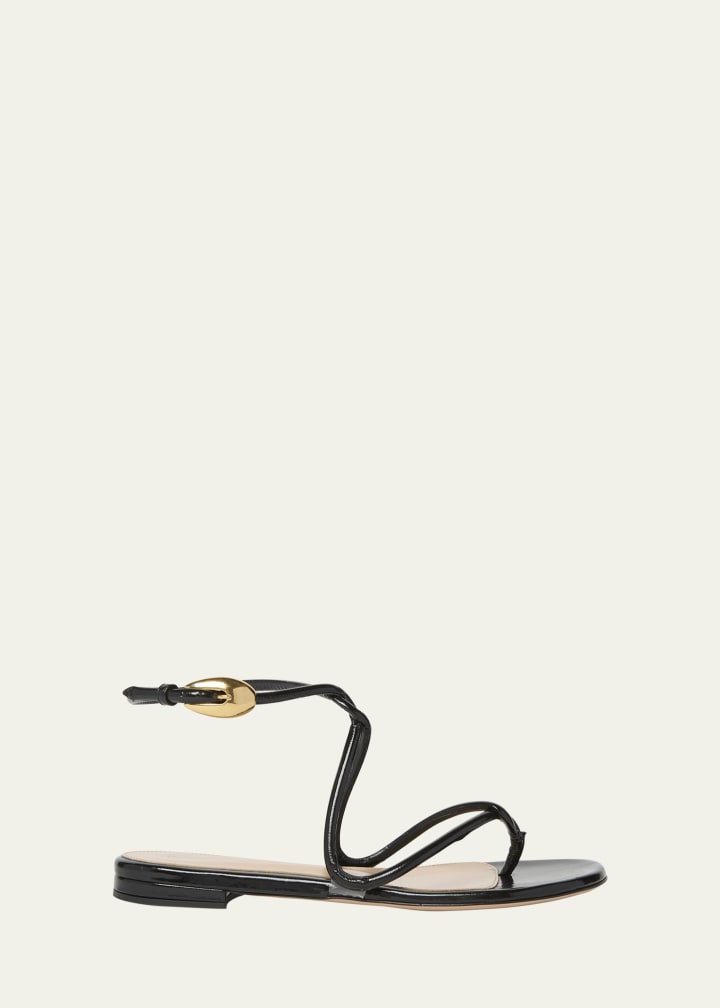 Napa Leather Twisted-Strap Sandals