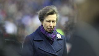 Princess Anne, Princess Royal attend the 2020 Guinness Six Nations match between Scotland and England at Murrayfield on February 8, 2020 in Edinburgh, Scotland
