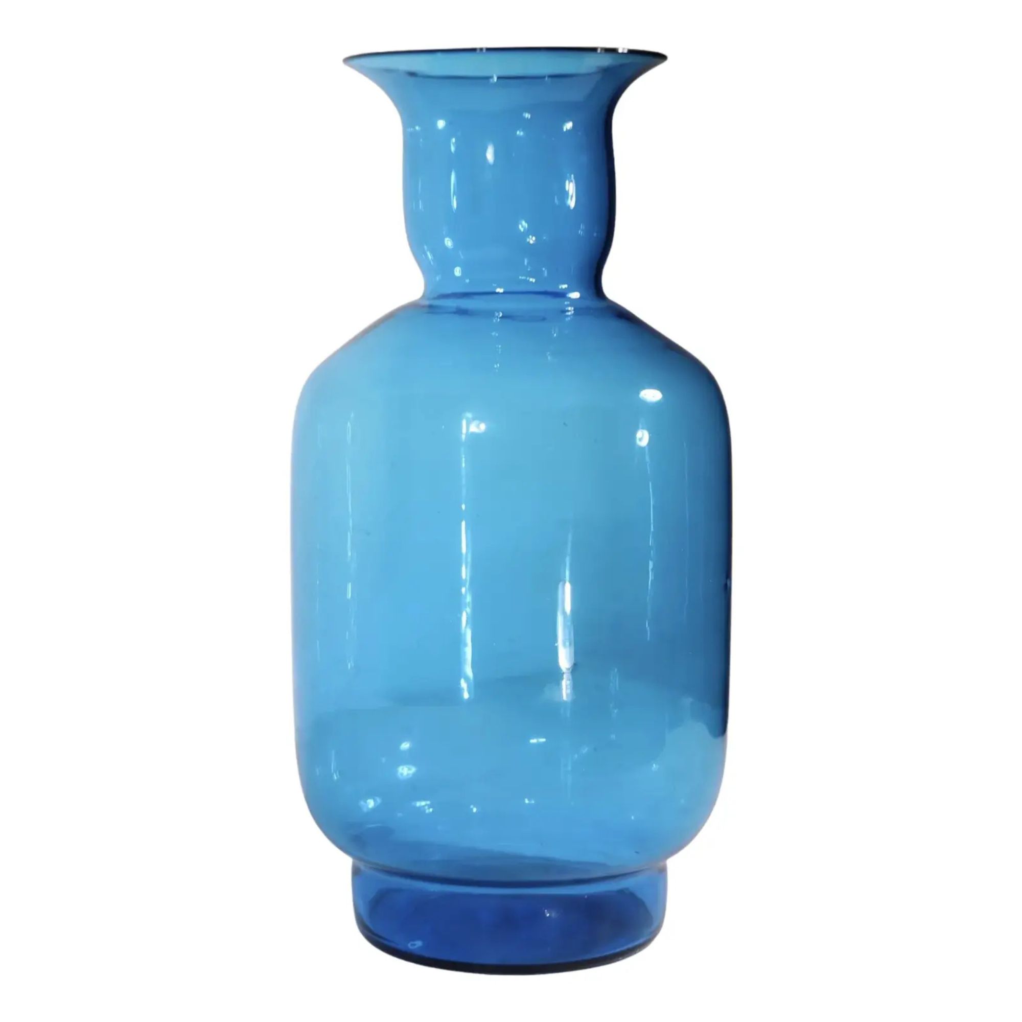Large Blue Blenko Vase