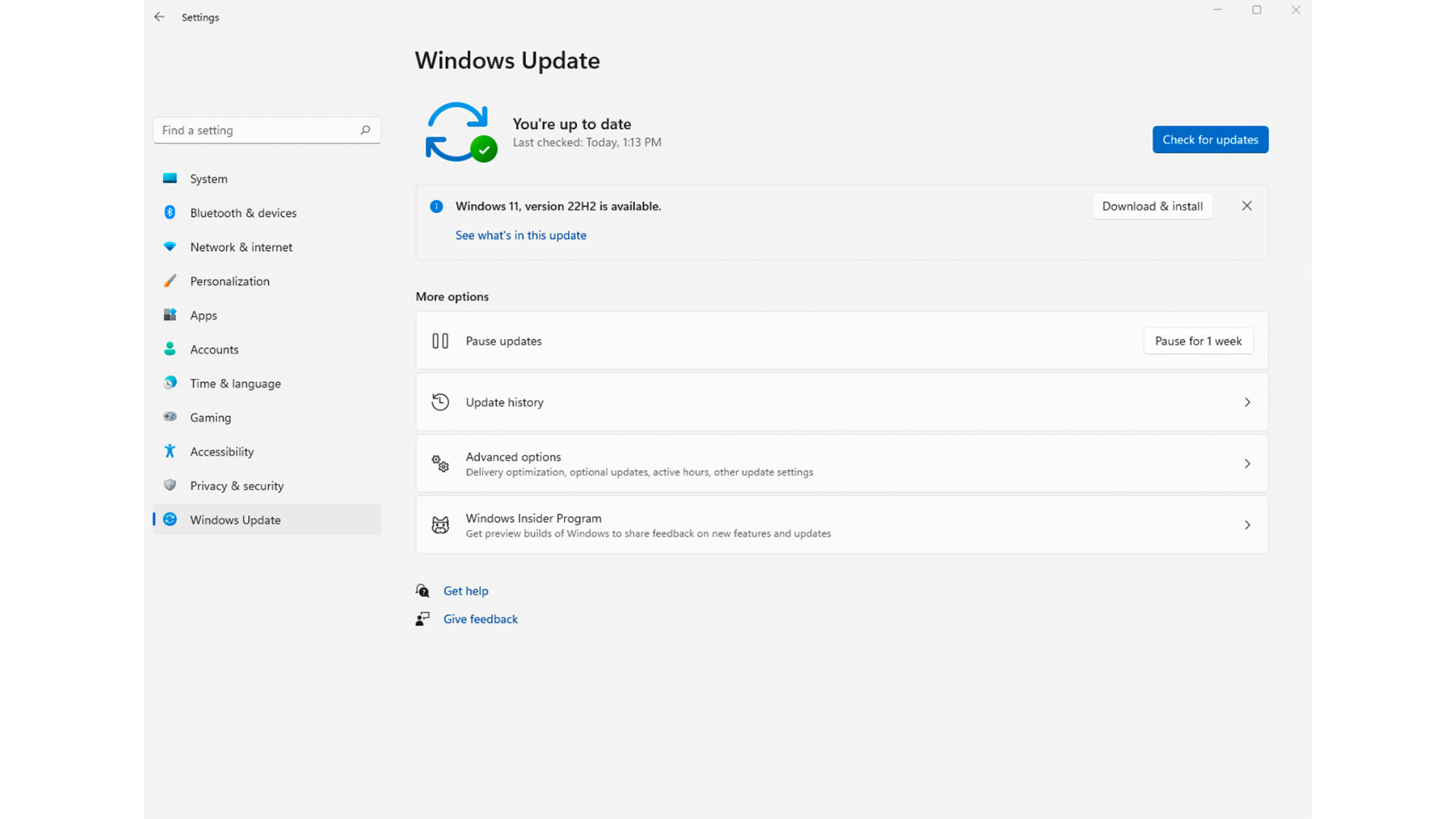 Available update for Windows 11 2022