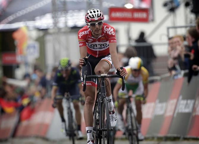 Jelle Vanendert (Lotto Belisol) is second for the second time in three years of Amstel Gold Races