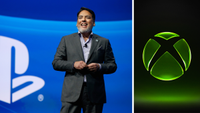 Former Sony exec Shawn Layden standing next to the Xbox logo