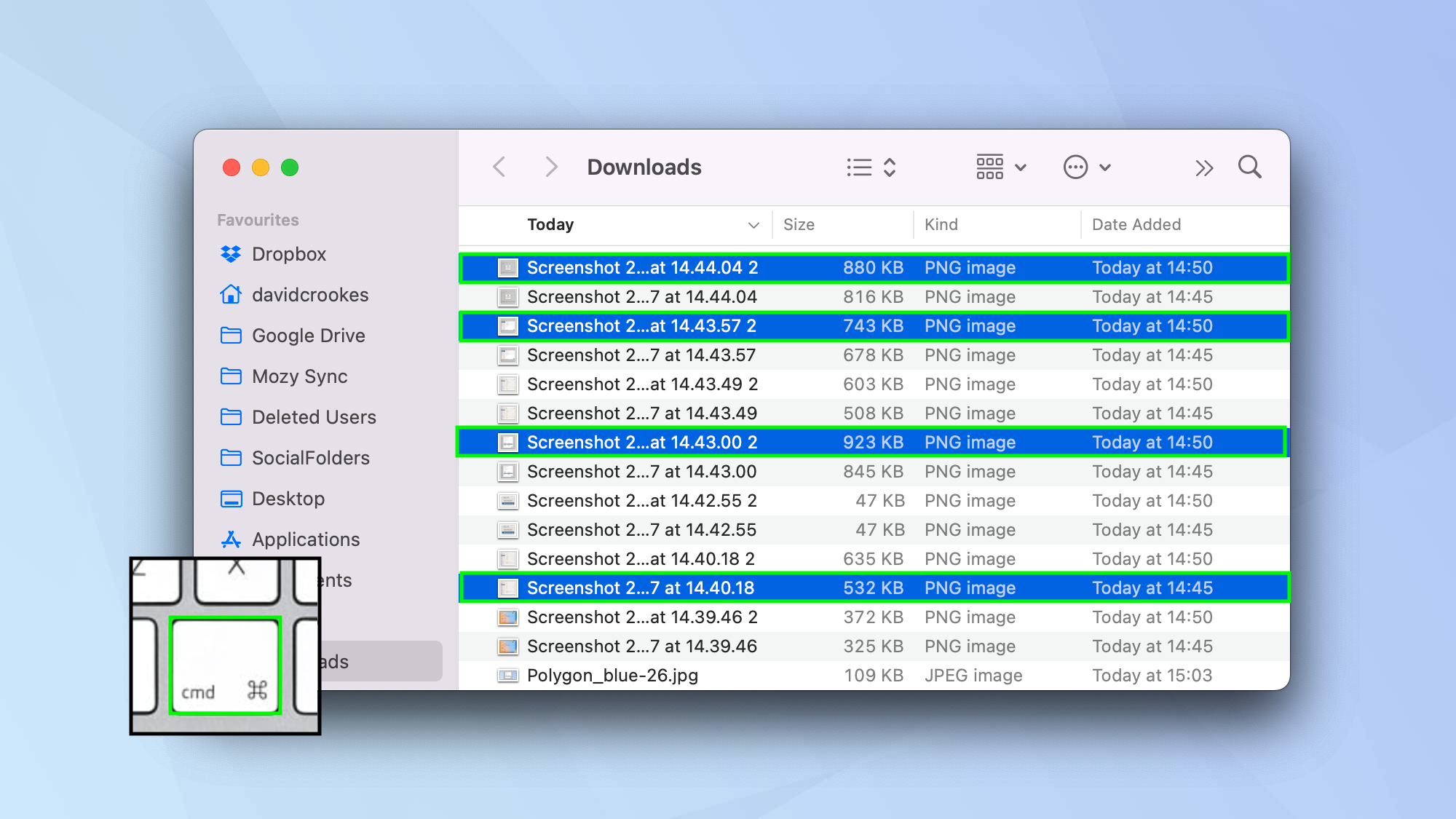 Как выбрать несколько файлов на Mac