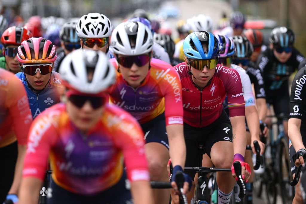 CITTIGLIO ITALY MARCH 19 Lorena Wiebes of The Netherlands and Team SD Worx competes during the 24th Trofeo Alfredo BindaComune di Cittiglio 2023 Womens Elite a 139km one day race from Maccagno con Pino e Veddasca to Cittiglio UCIWWT on March 19 2023 in Cittiglio Italy Photo by Dario BelingheriGetty Images