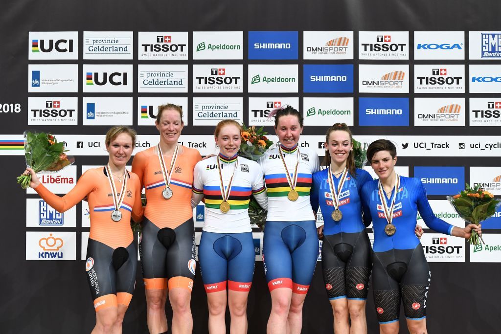 The women's Madison podium